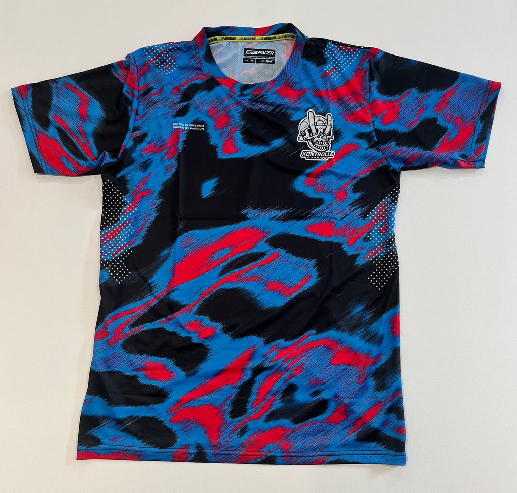 Men's / Unisex - Pacer Race T Shirt - Blue / Rasberry Red / Black