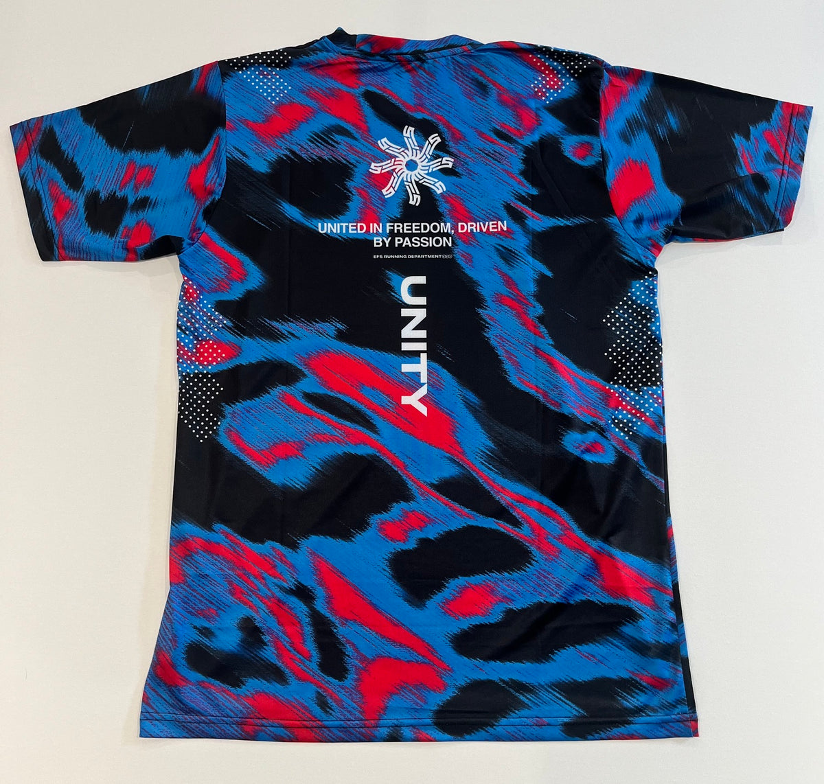Men's / Unisex - Pacer Race T Shirt - Blue / Rasberry Red / Black